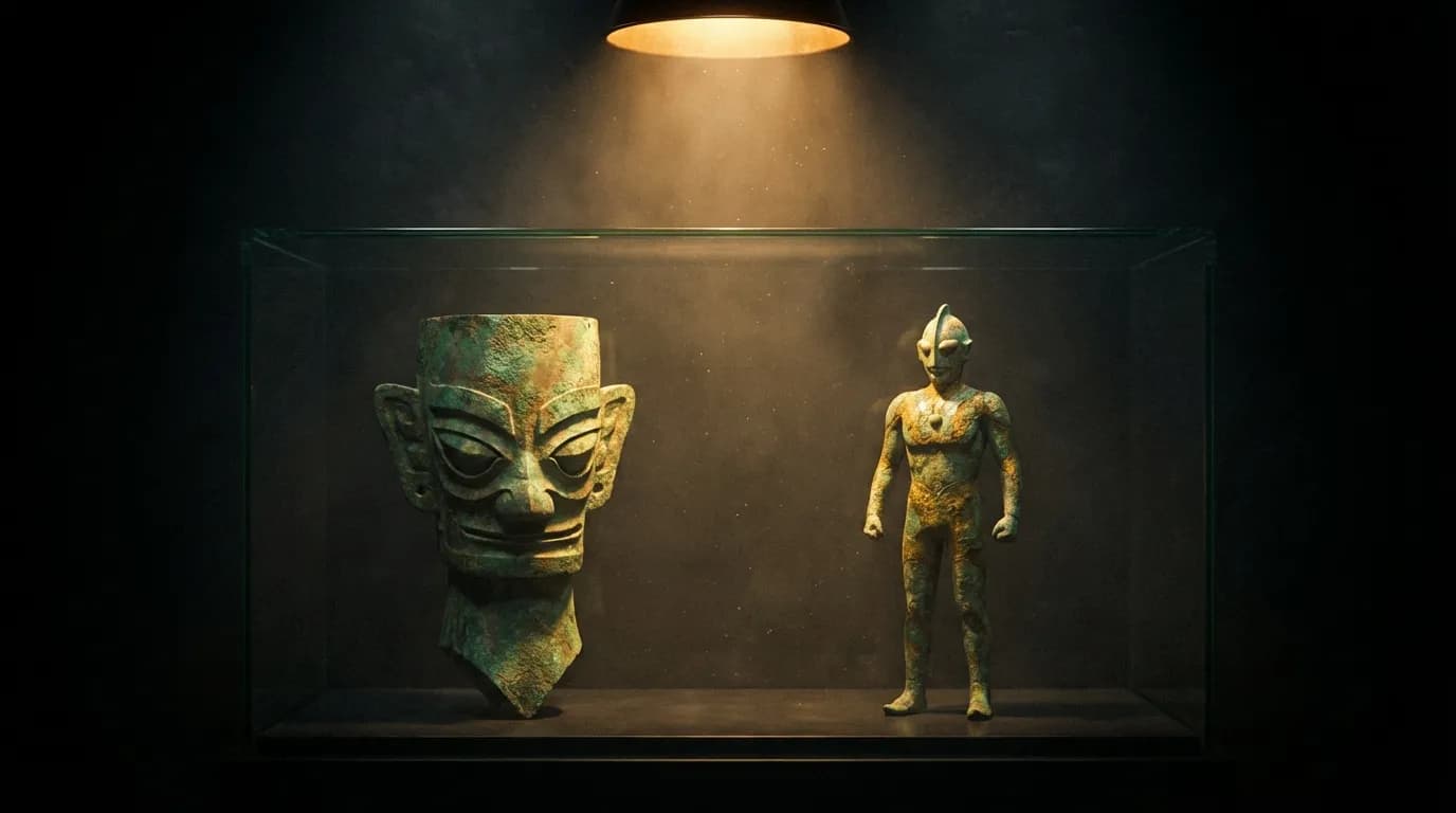 三星堆青銅跪坐人像與「奧特曼撞臉」:一則2021年的現代比喻